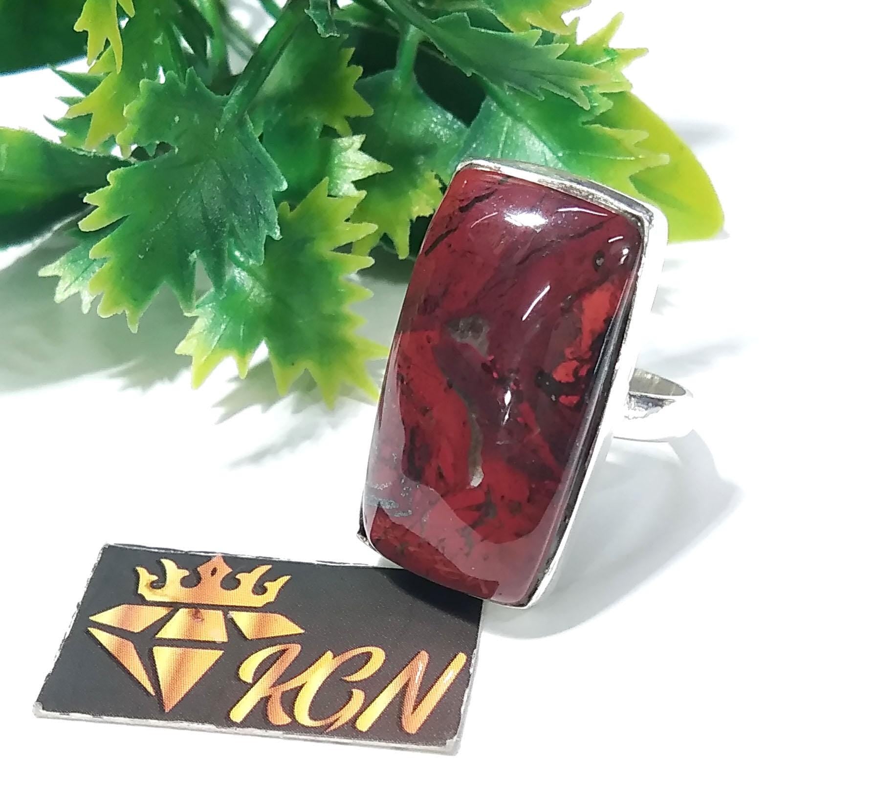 Natural Red Jasper Gemstone Ring, 925 Solid Sterling Silver Ring, Beautiful Jasper Stone Size 27x15mm Handmade Ring, Gift Birthday Ring